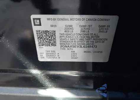 2020 Chevrolet Equinox Awd Ls из США, поврежденный, VIN 2GNAXSEV3L6149473